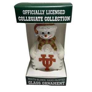 Texas Long Horns glass old world christmas Snowman ornament NOS NIB